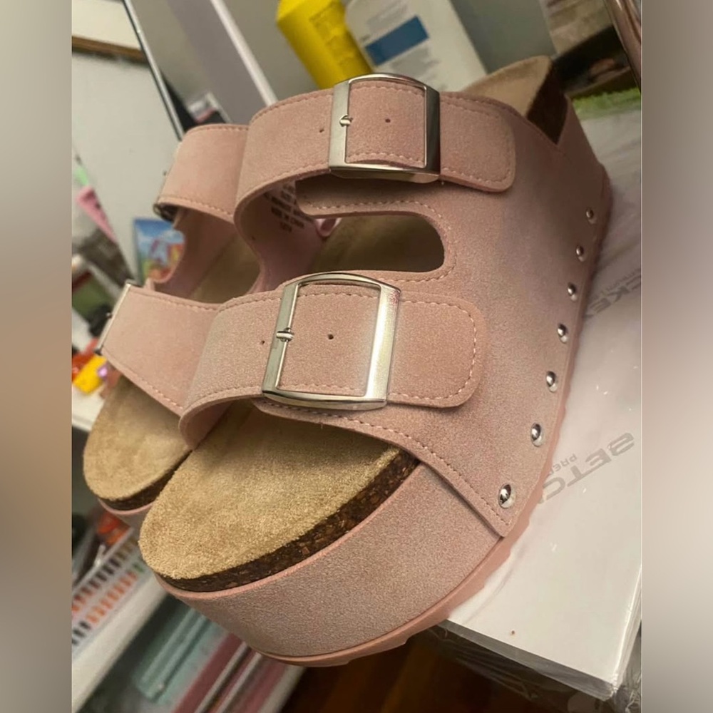 Steve Madden Pink Buckle Mules
